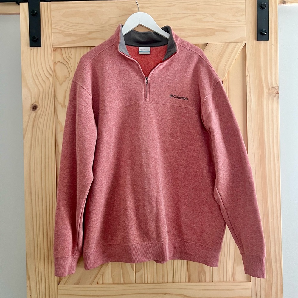 Men’s Columbia Quarter Zip Sweatshirt - Red/Rust - Size